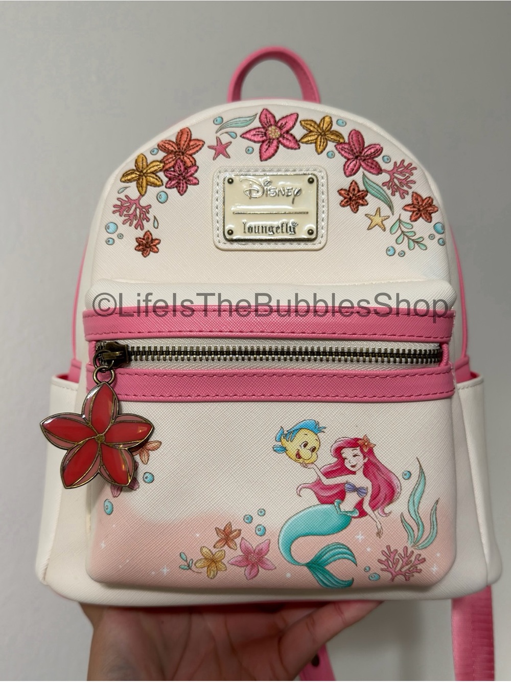 Disney - Little Mermaid/Ariel Floral Pink and Cream Loungefly Backpack
